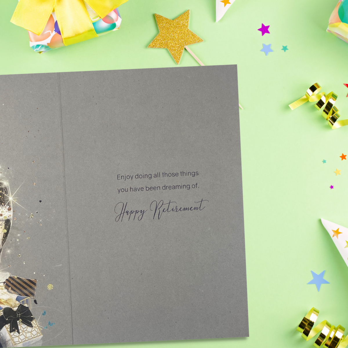 Inside image with grey card and further images and text