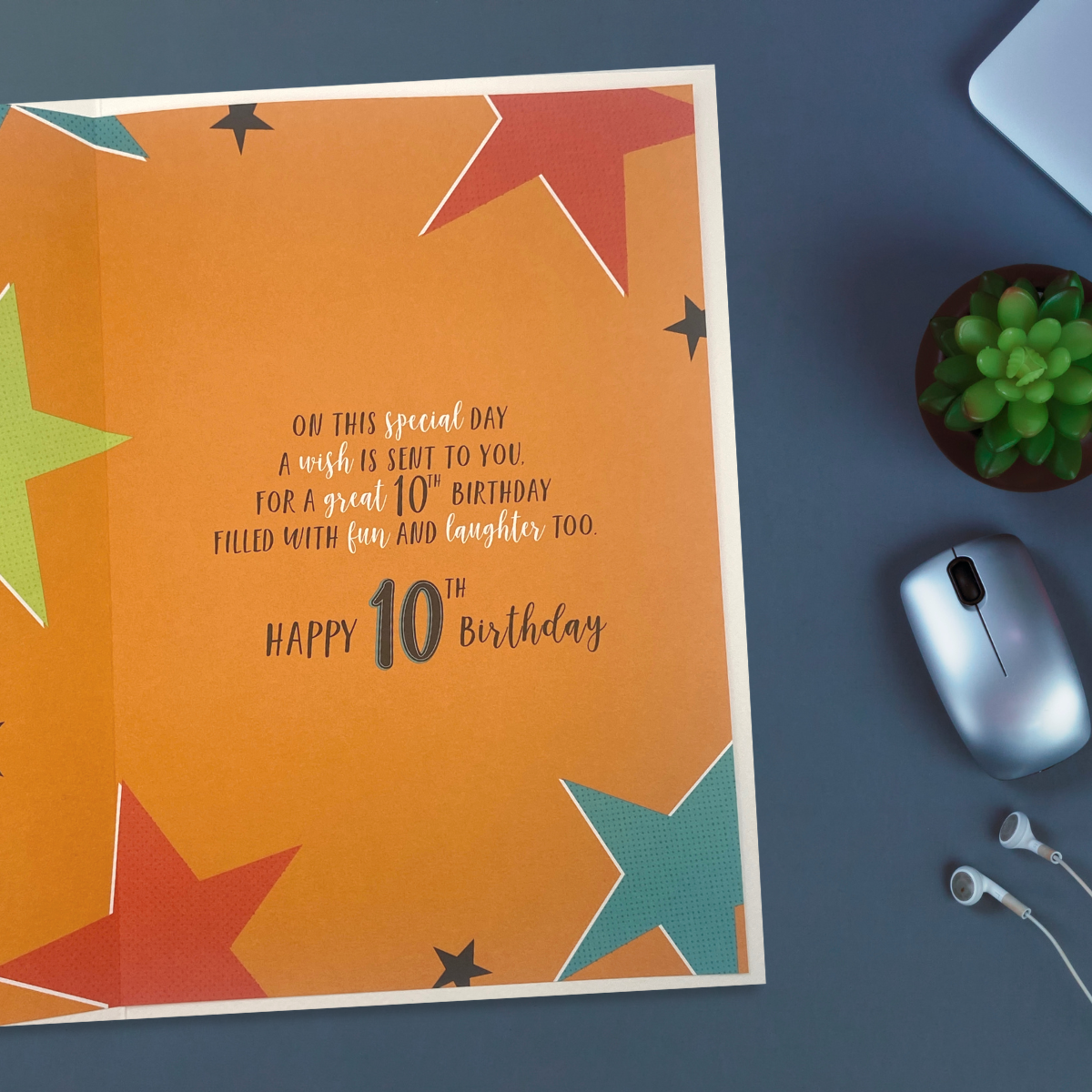 Son 10th Birthday Card - Multicolour Stars