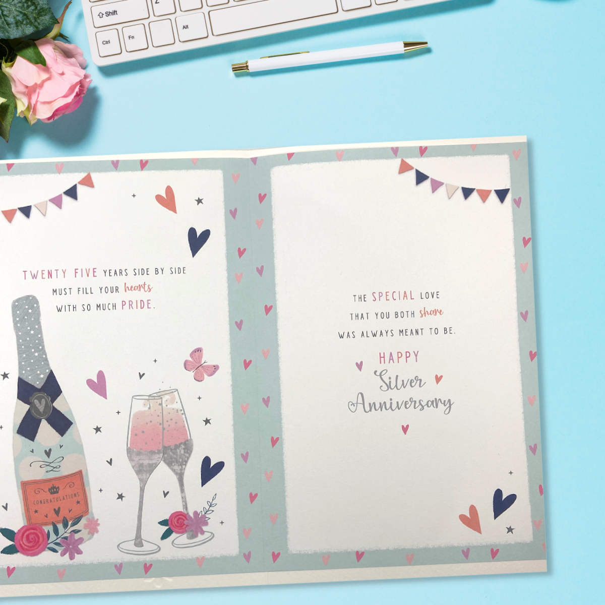 Son & Daughter-In-Law Silver Wedding Anniversary Card - 25th Champagne