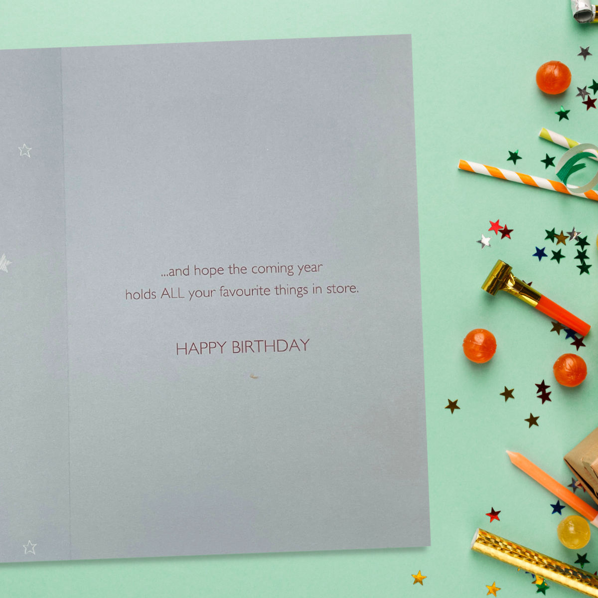 Inside image with grey print and verse