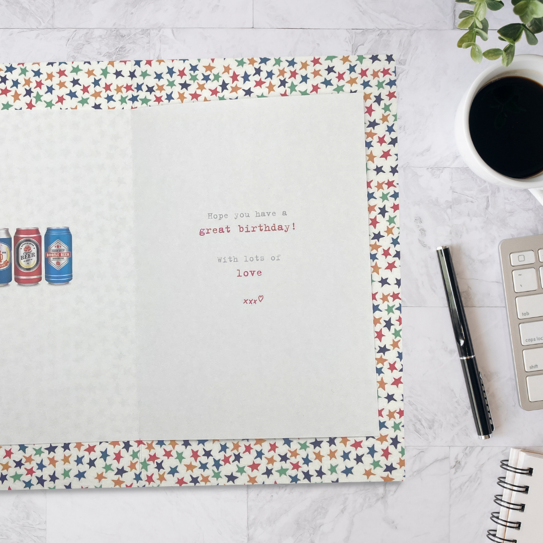 Inside image with full colour star print border and verse