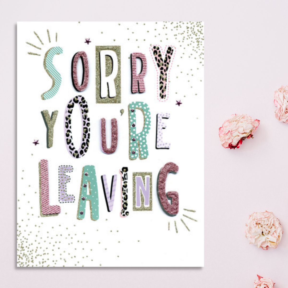 Brightly coloured text with embellishments and leopard print features.