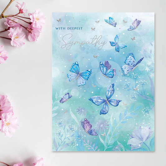 Sympathy Card -  Deepest Sympathy Butterflies