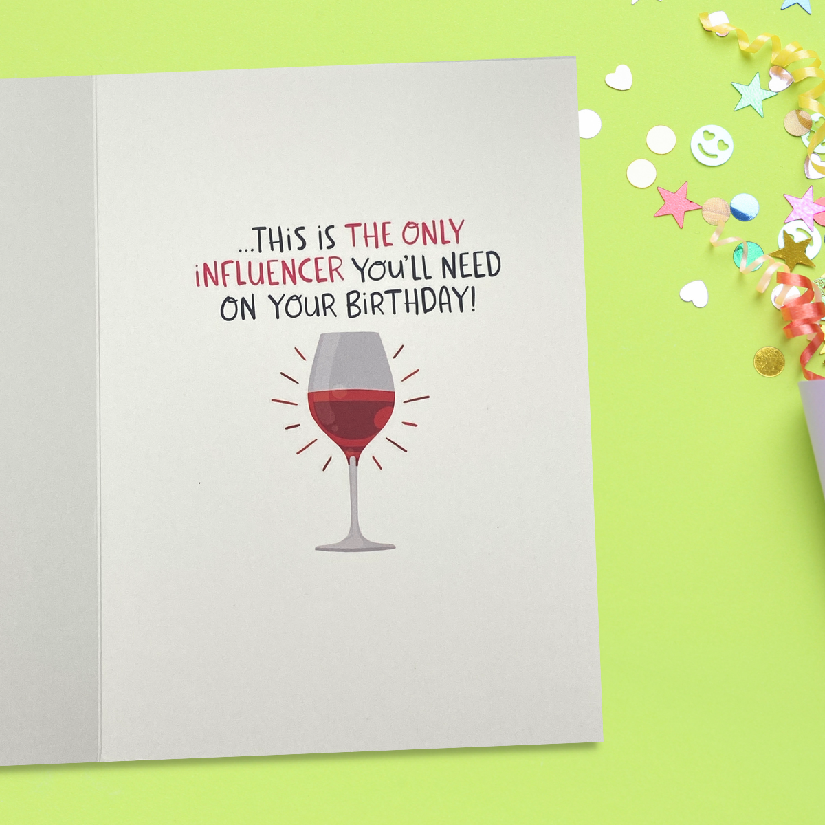 Inside image with red wine cartoon and punchline