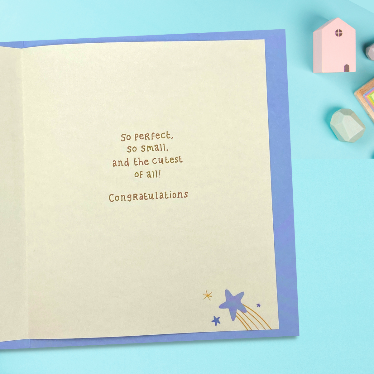 Inside image with blue border and colour printed verse