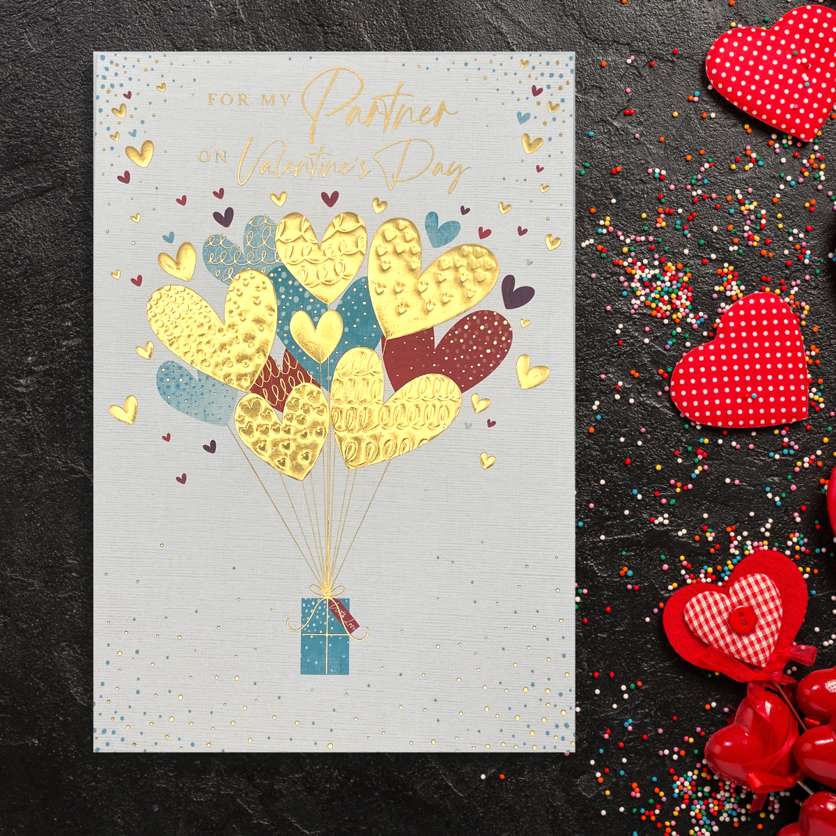 Partner Valentine's Day Card - Balloon Hearts
