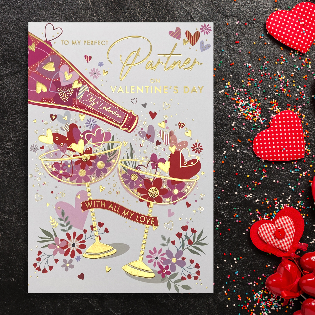 Partner Valentine's Day Card - Bubbles & Hearts