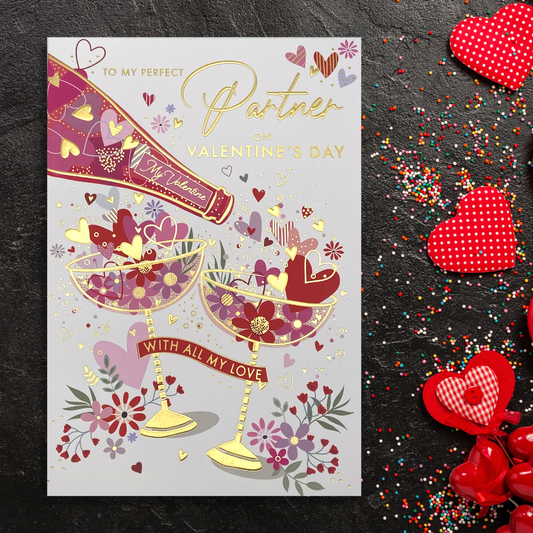 Partner Valentine's Day Card - Bubbles & Hearts