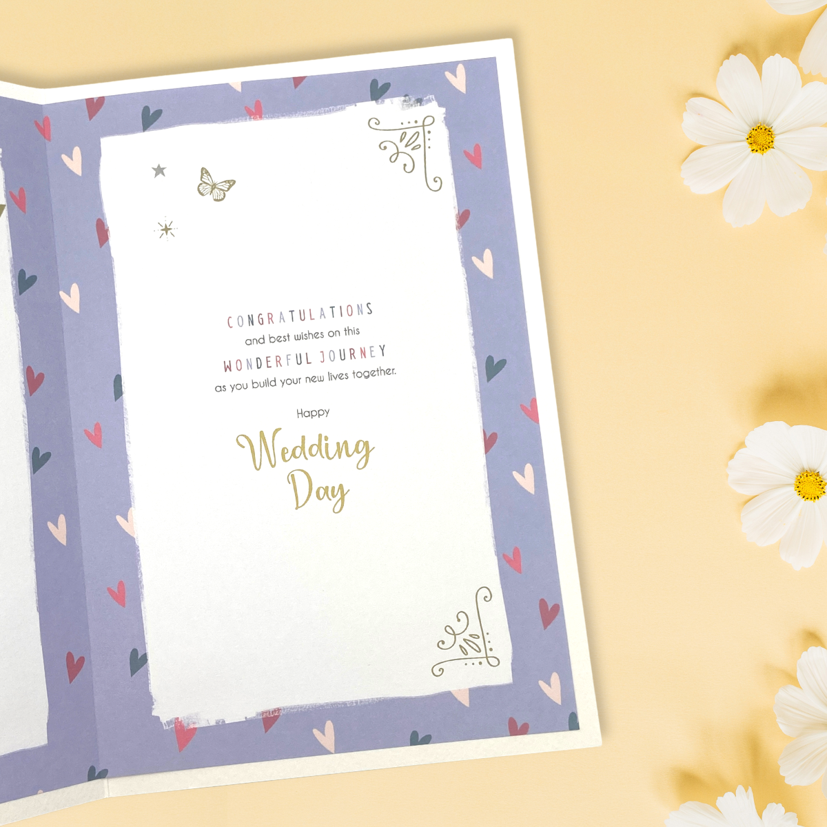 Inside image with full colour printed insert with heart border