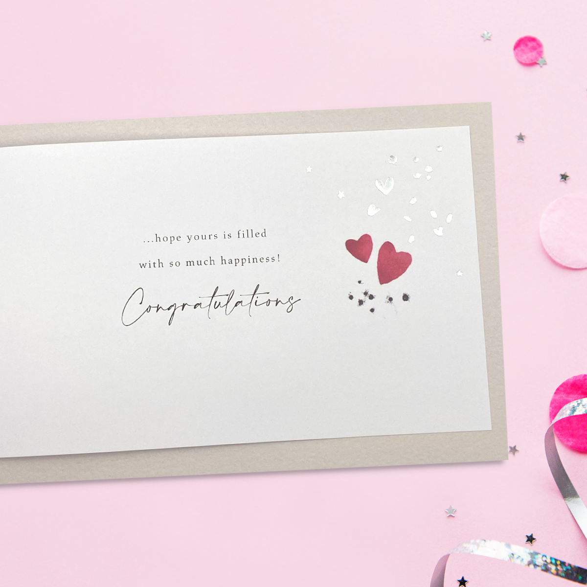 Inside image with full colour print and foil hearts