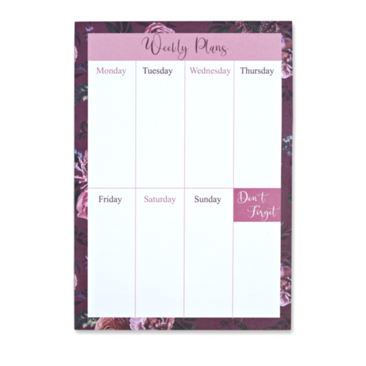 Blushing Rose Weekly Planner Displayed In Full