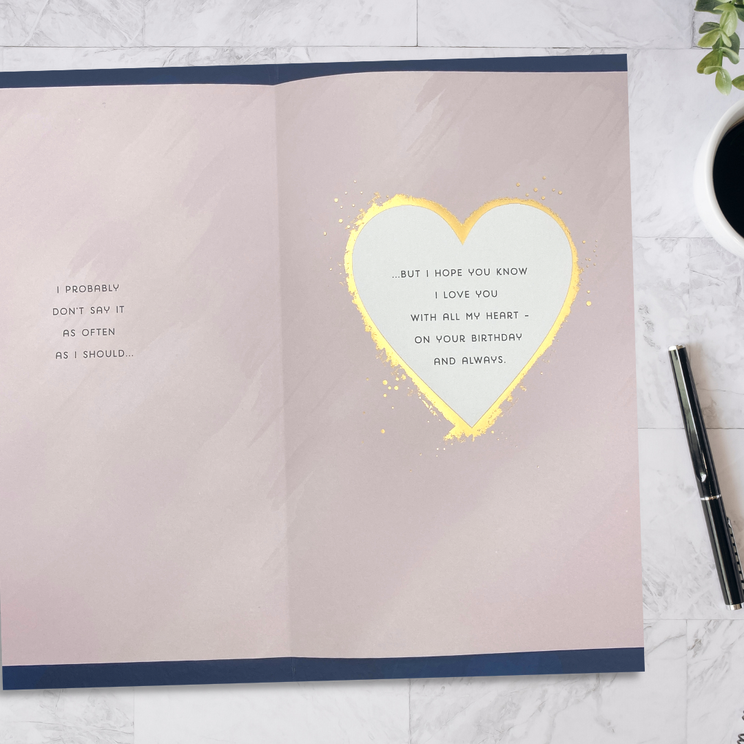 Wife Birthday Card - Pink Flower Balloon
