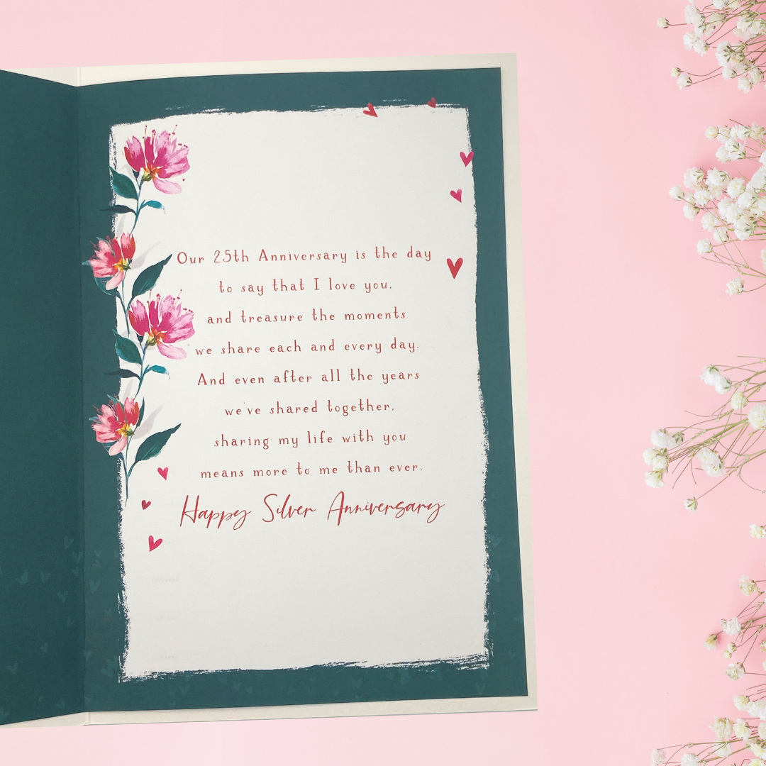 Wife Silver Wedding Anniversary Card - 25 Wonderful Years