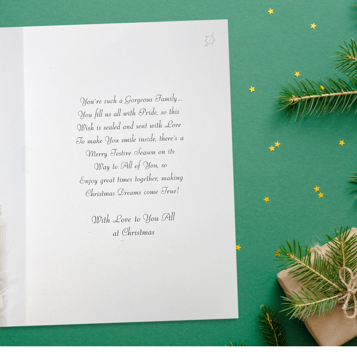Inside image with full colour print and verse