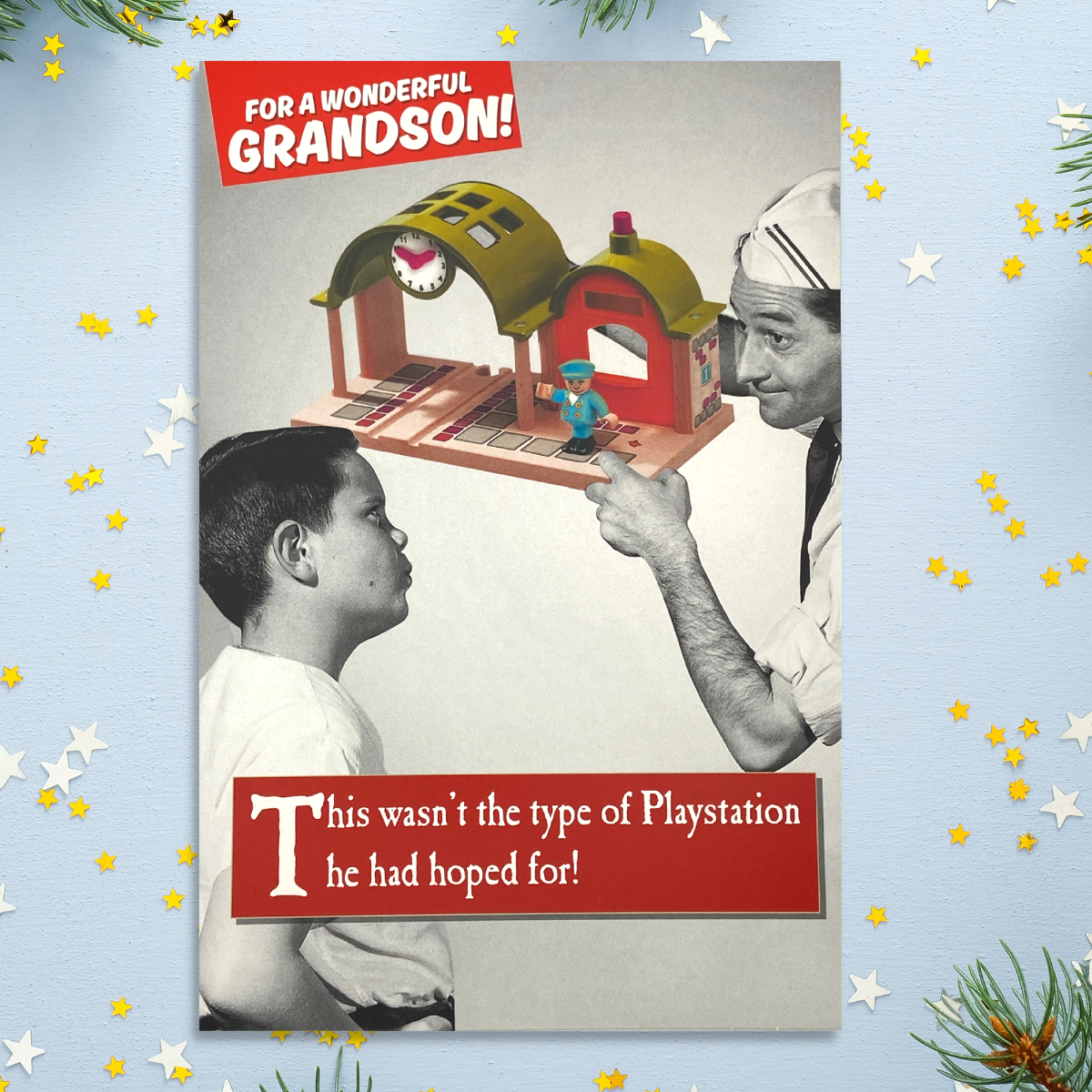 Grandson Funny Christmas Card - On The Ceiling Playstation