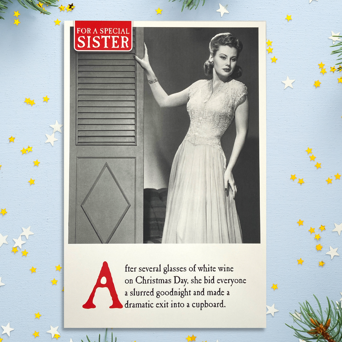 Sister Funny Christmas Card - On The Ceiling Cupboard