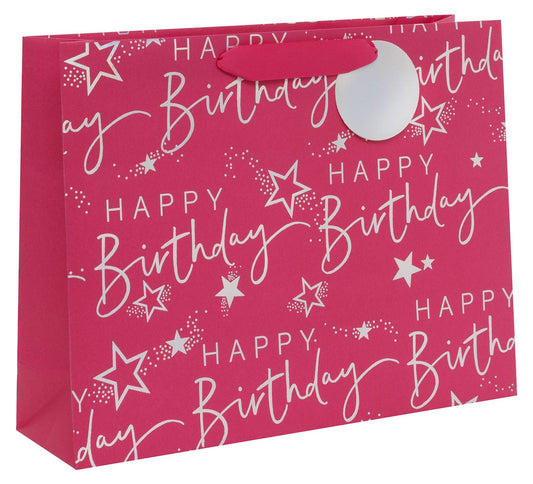 Large Landscape Happy Birthday Gift Bag Pink