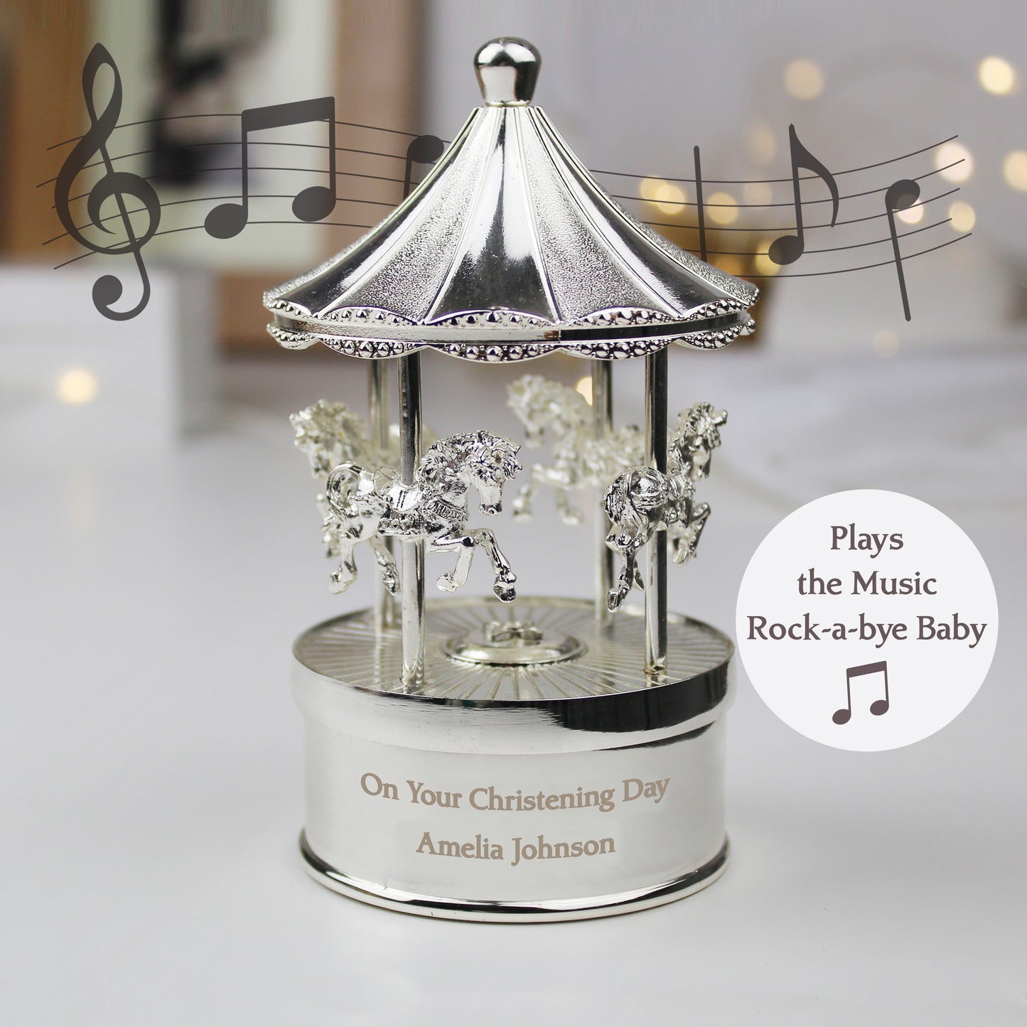 Personalised Christening Musical Carousel Gift