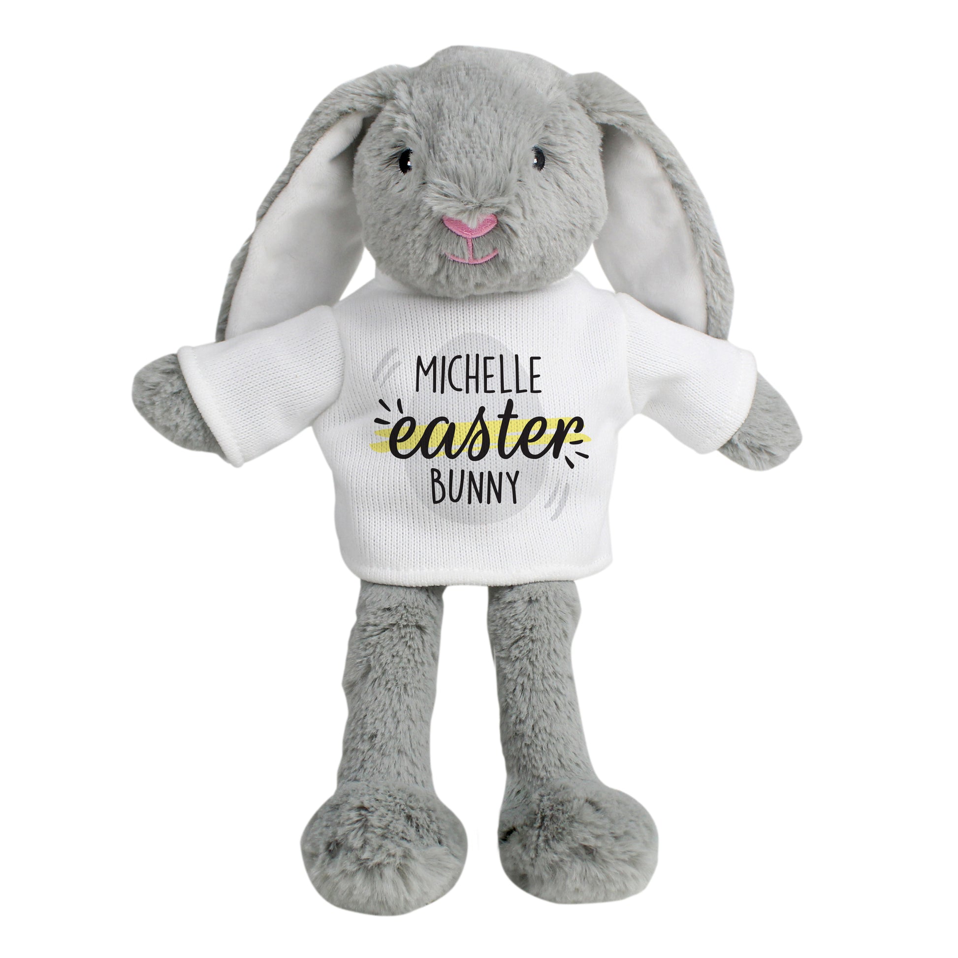 Easter Bunny with personalised T-shirt shown full length.