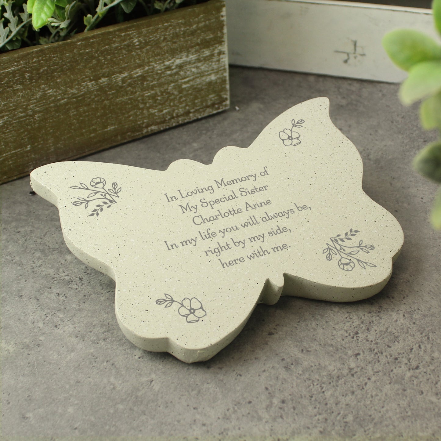 Personalised Floral Resin Butterfly Memorial