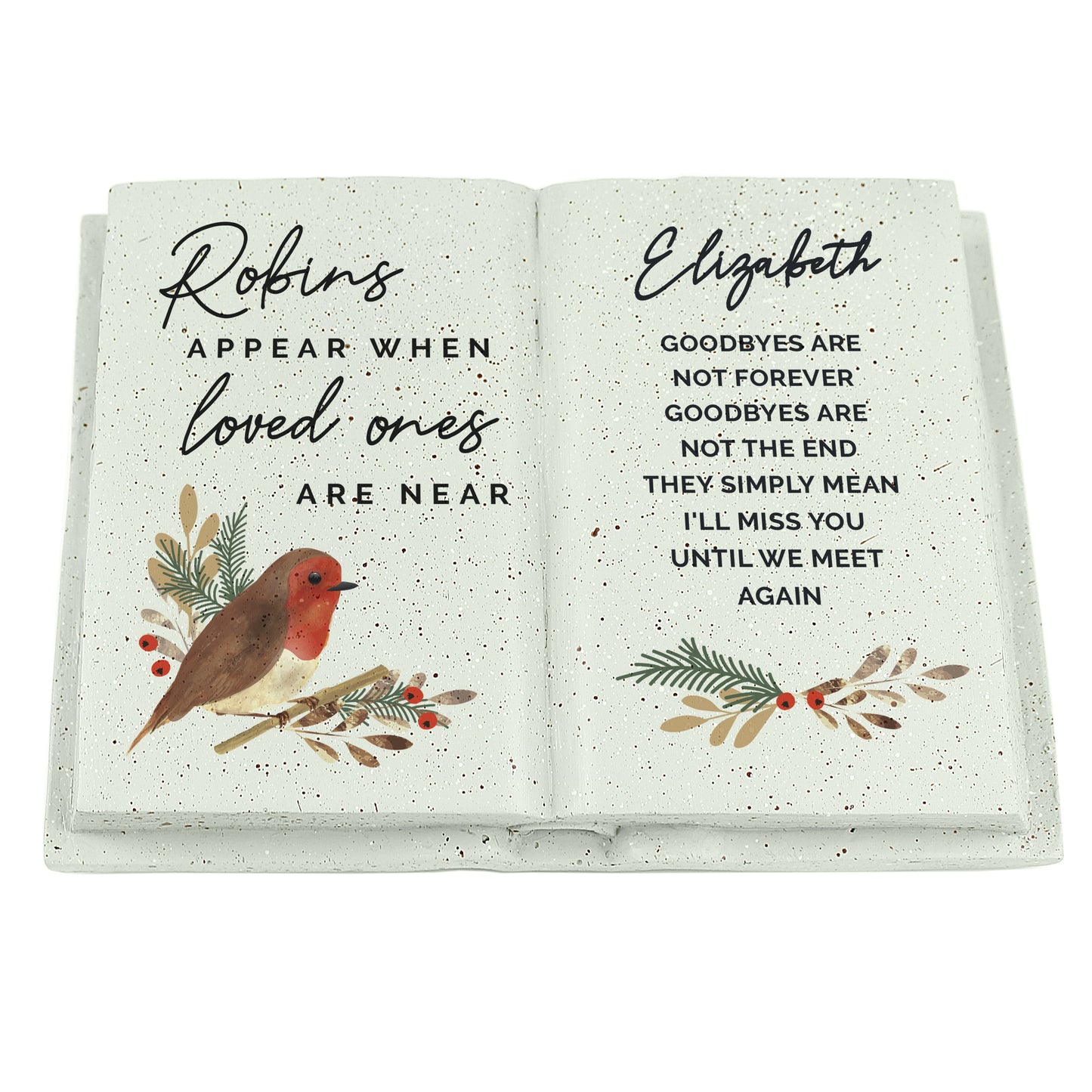 Personalised Robins Appear Memorial Book