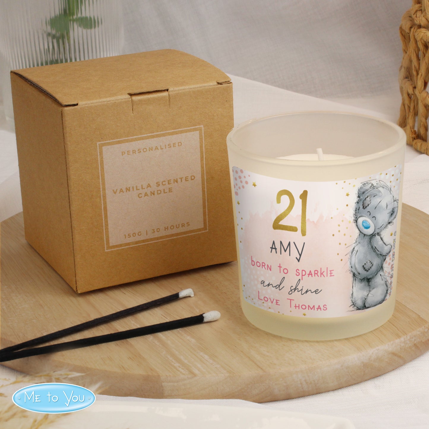 Personalised Me To You Sparkle & Shine Birthday Candle