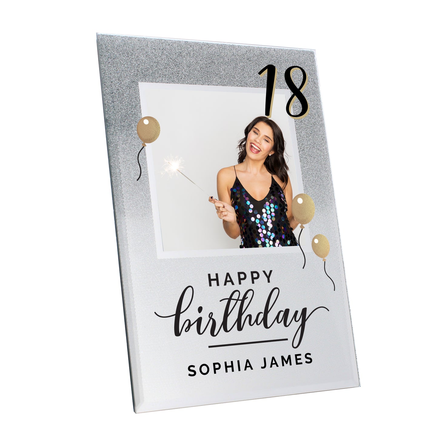 Personalised 18th Birthday Glitter Glass Photo Frame