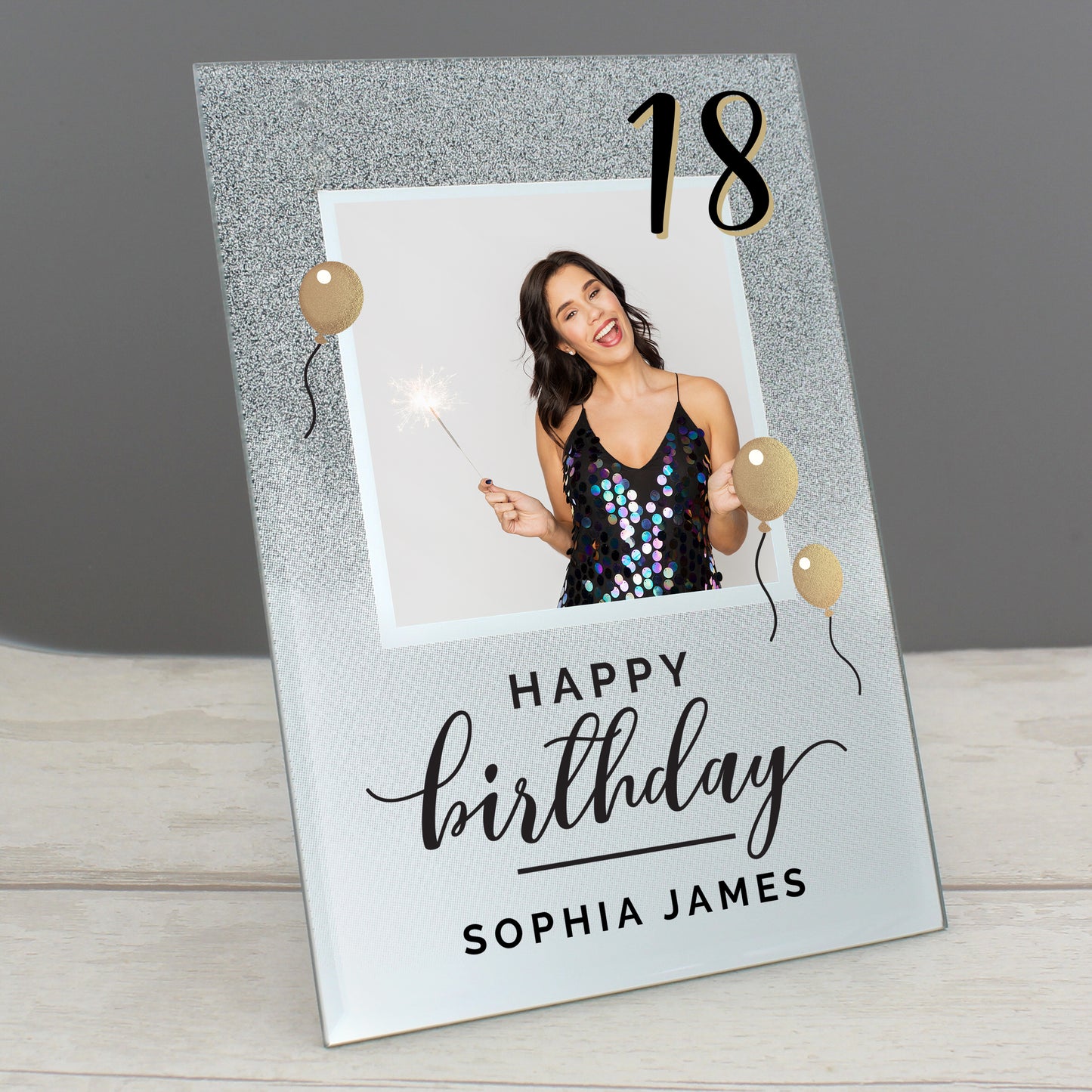 Personalised 18th Birthday Glitter Glass Photo Frame