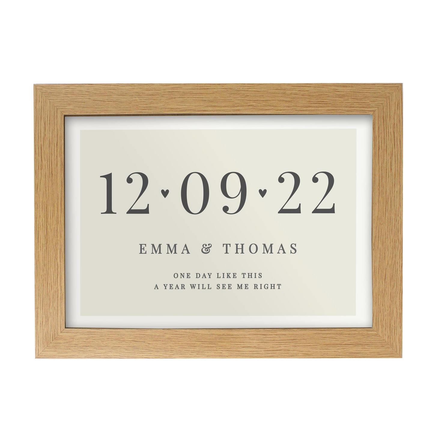 Personalised Gift - Free Text Landscape A4 Oak Framed Print