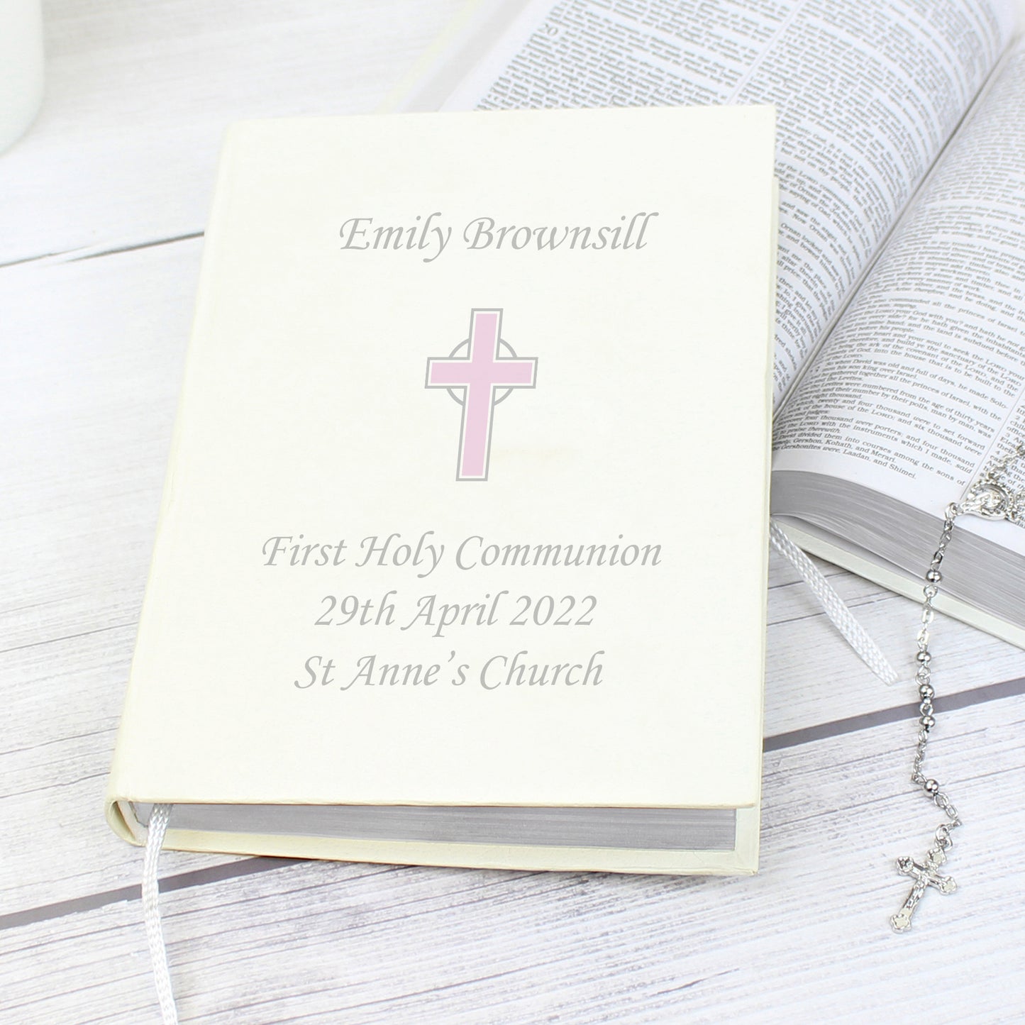 Personalised Eco-friendly Pink Cross Holy Bible