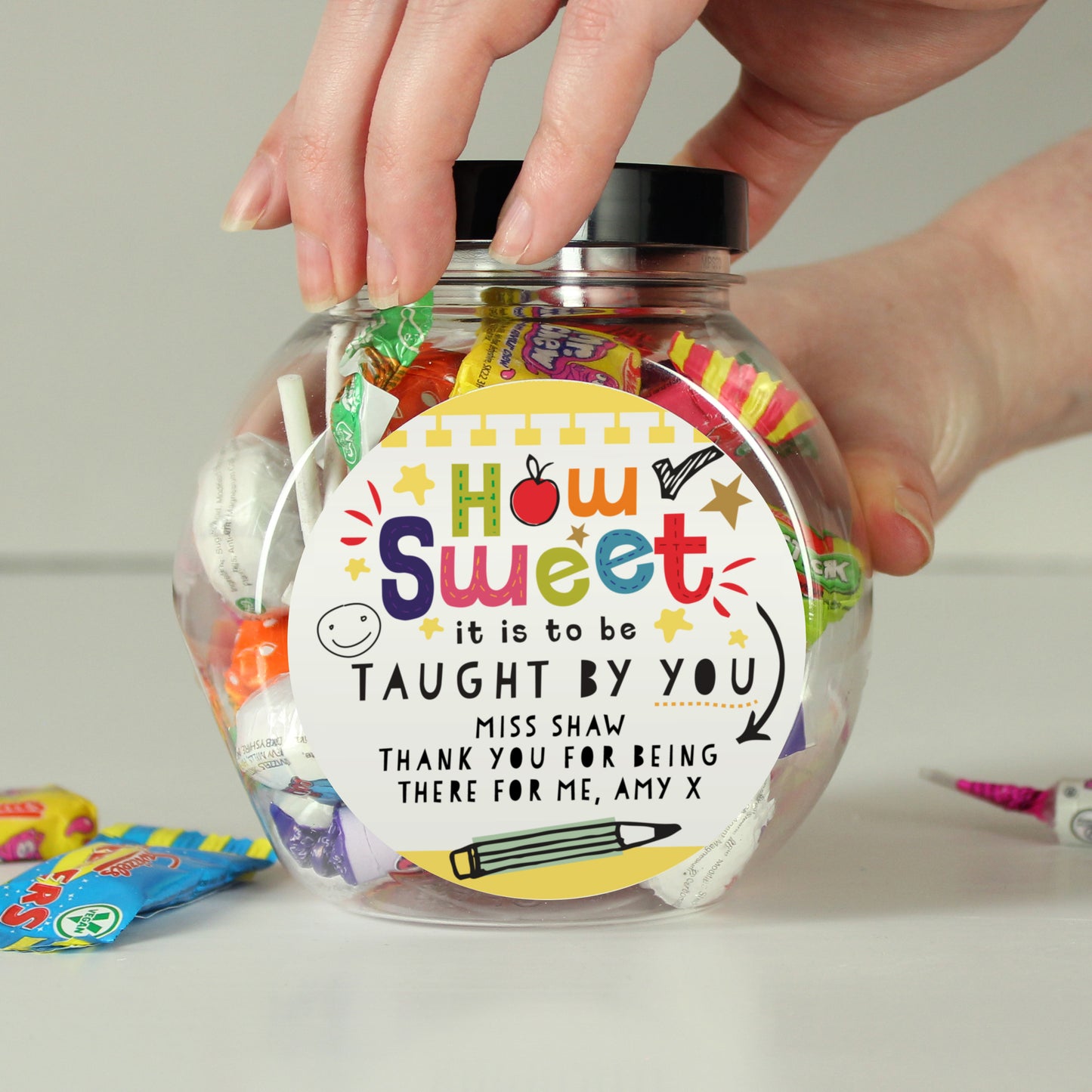 Personalised Shape Little Minds Teacher Sweet Jar