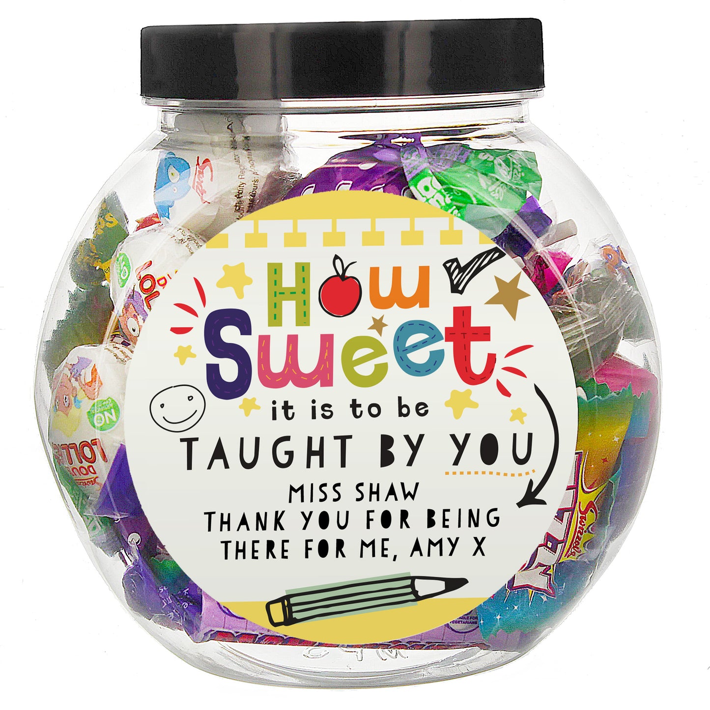 Personalised Shape Little Minds Teacher Sweet Jar