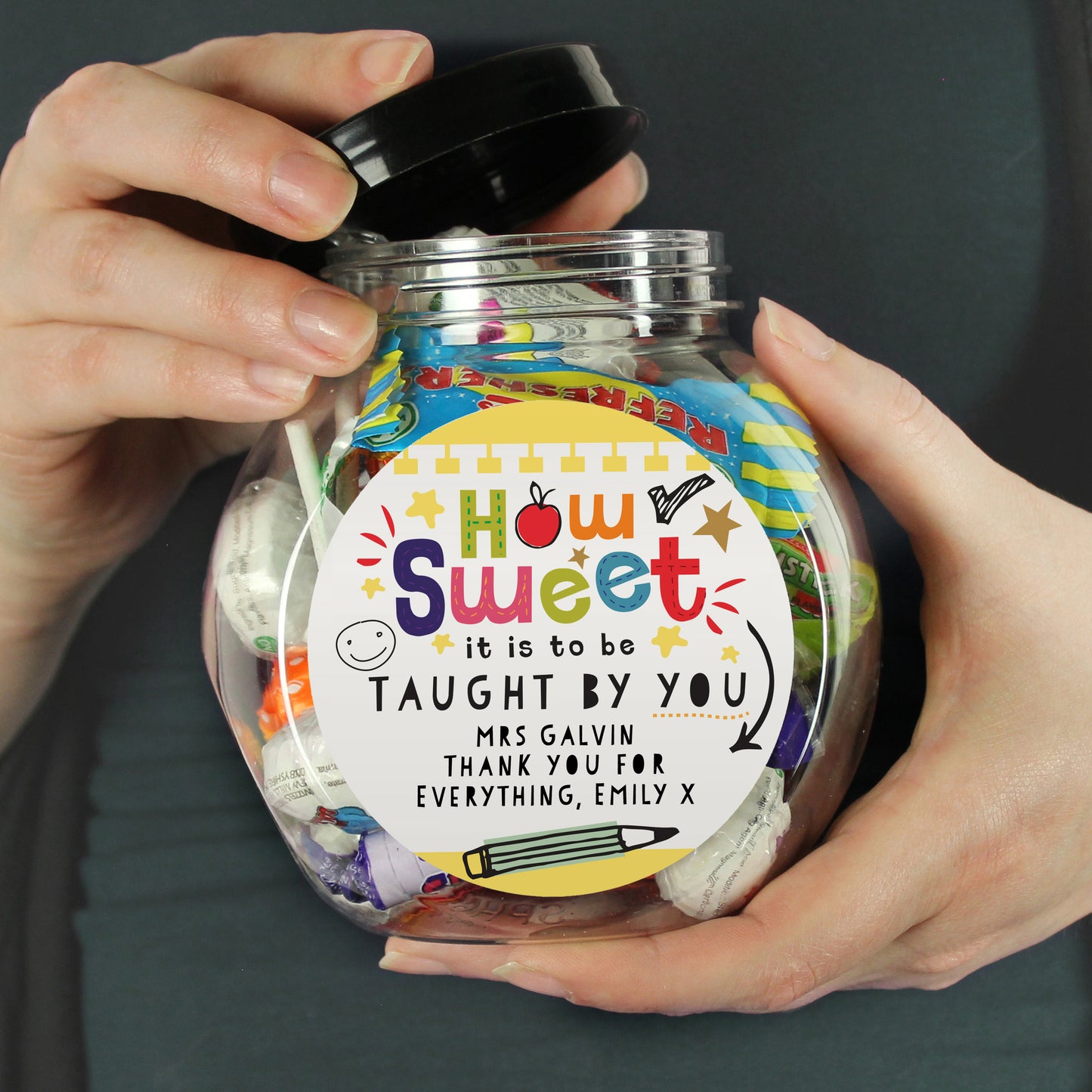 Personalised Shape Little Minds Teacher Sweet Jar