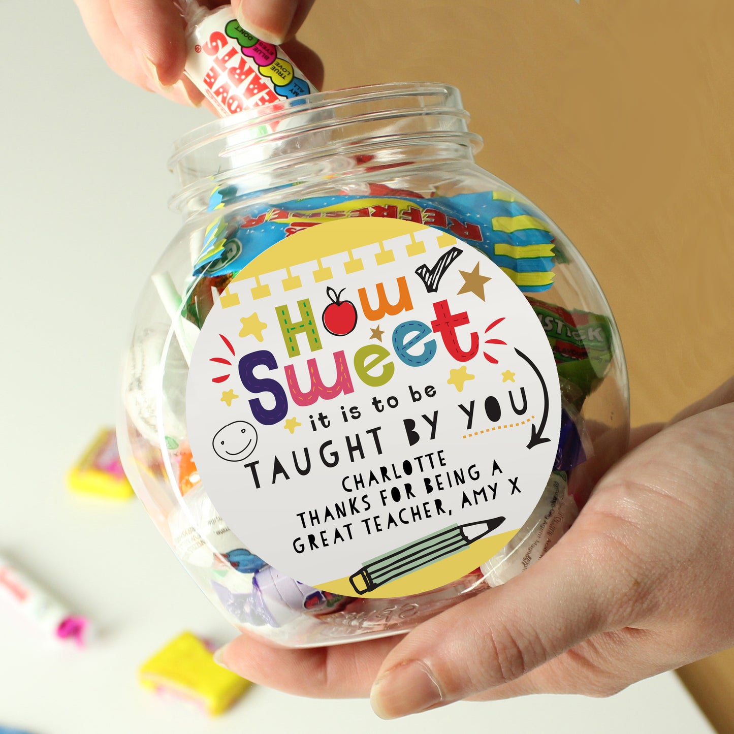 Personalised Shape Little Minds Teacher Sweet Jar