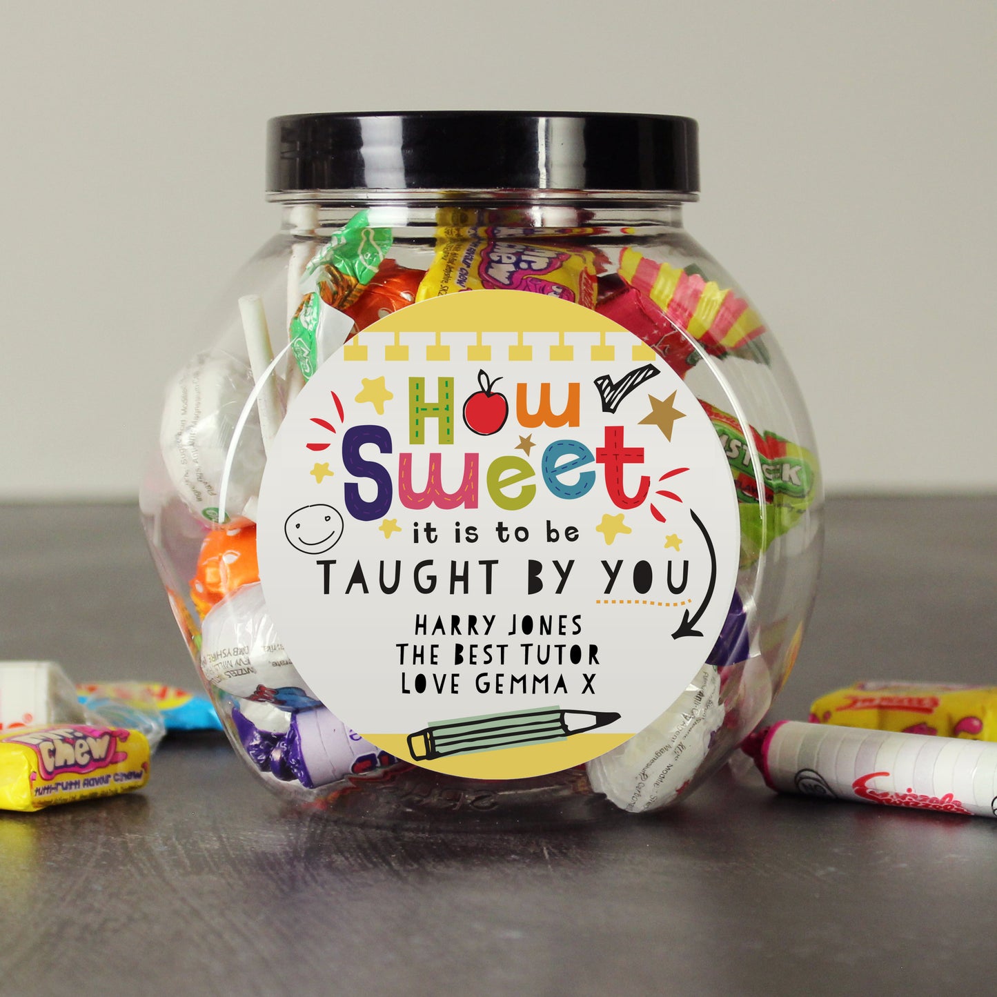 Personalised Shape Little Minds Teacher Sweet Jar