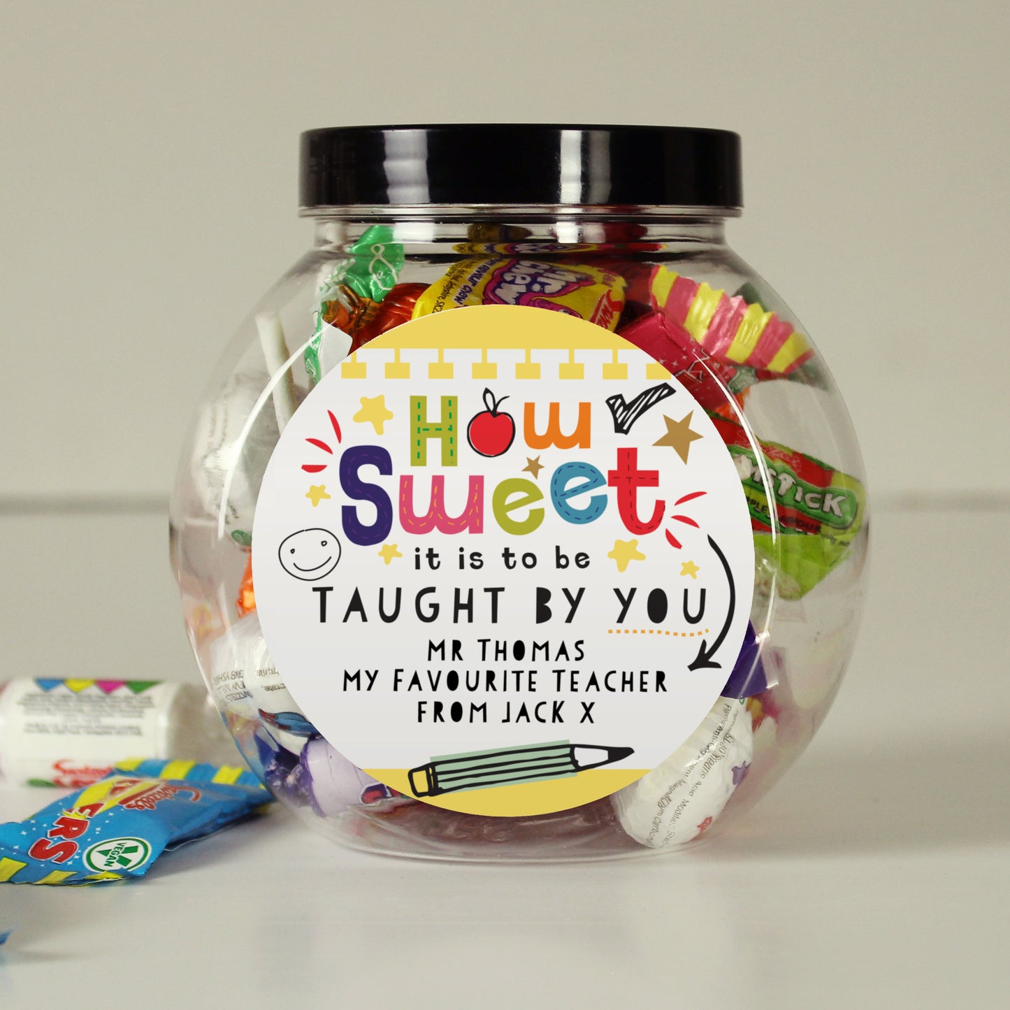 Personalised Shape Little Minds Teacher Sweet Jar