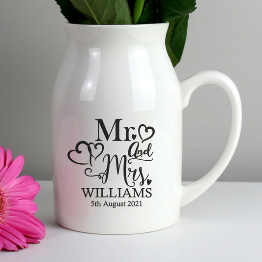 Personalised - Mr & Mrs Flower Jug Vase