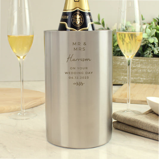 Personalised Wedding Day Wine Cooler 