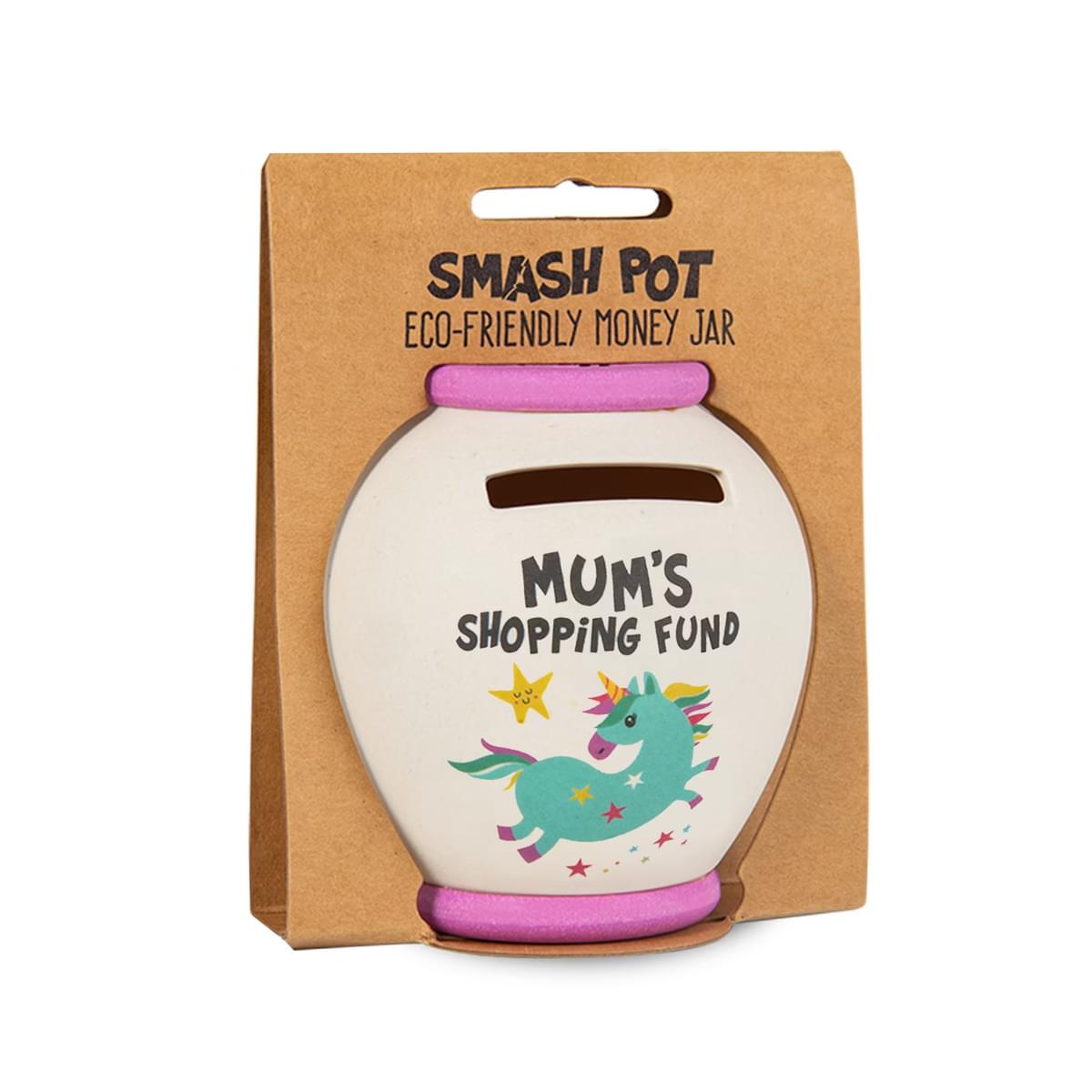 Small Smash Pot for Mum's Shopping Fund shown in packaging.