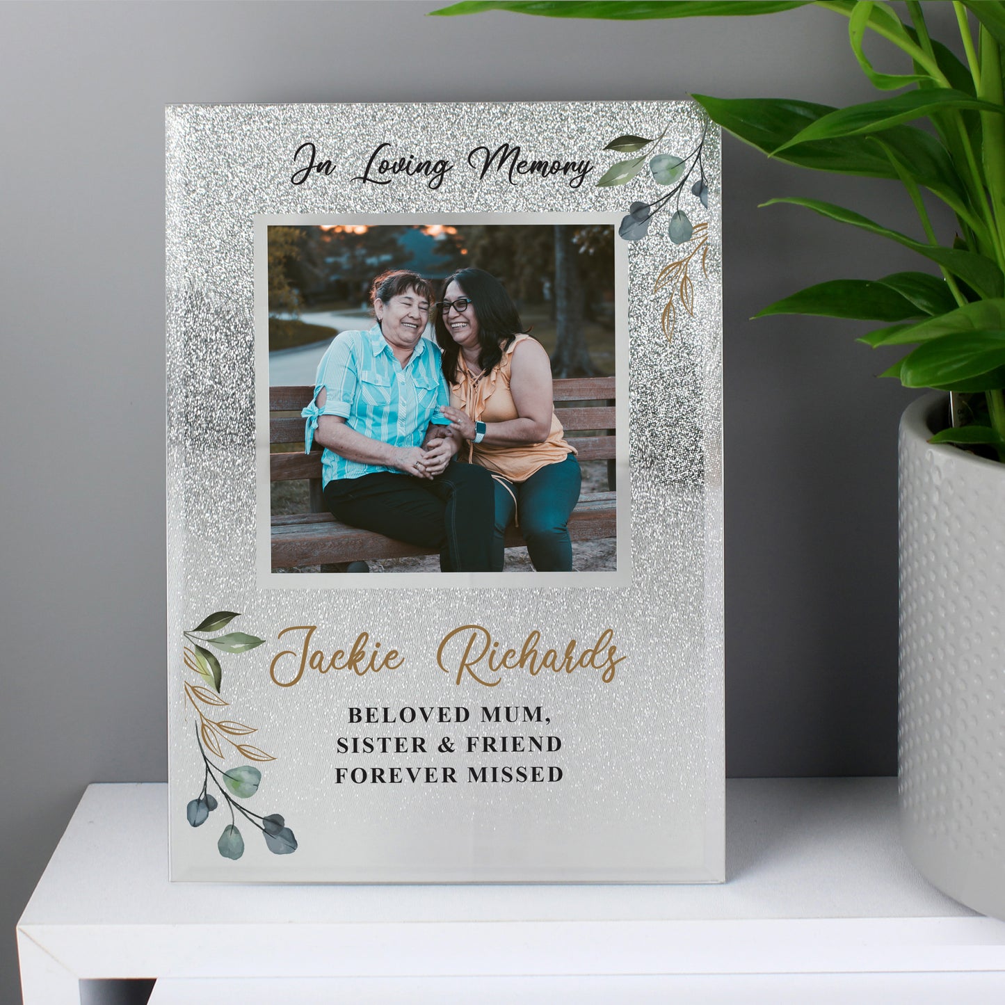 Personalised In Loving Memory 4x4 Glitter Photo Frame