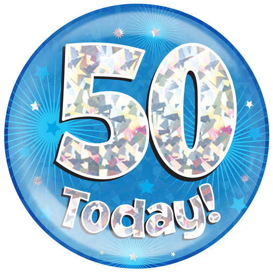 Birthday Mega Badge - 50 Today Blue