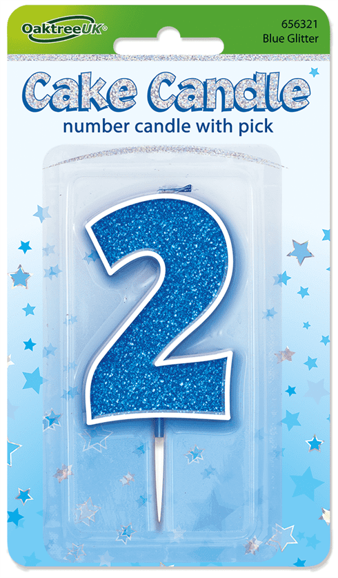 Blue Glitter Candle - Number 2