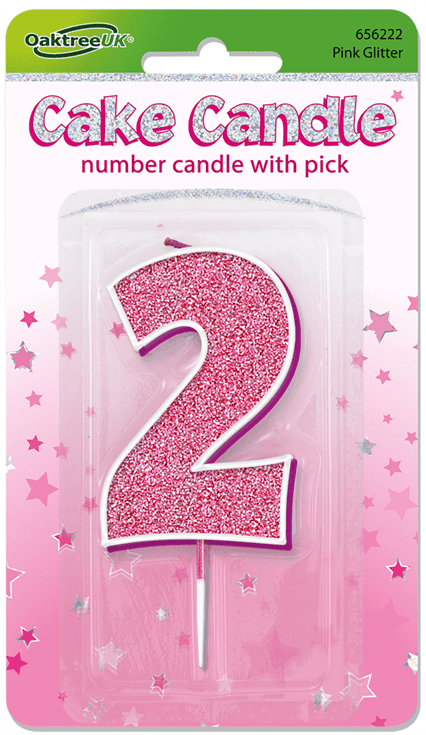Pink Glitter Candle - Number 2