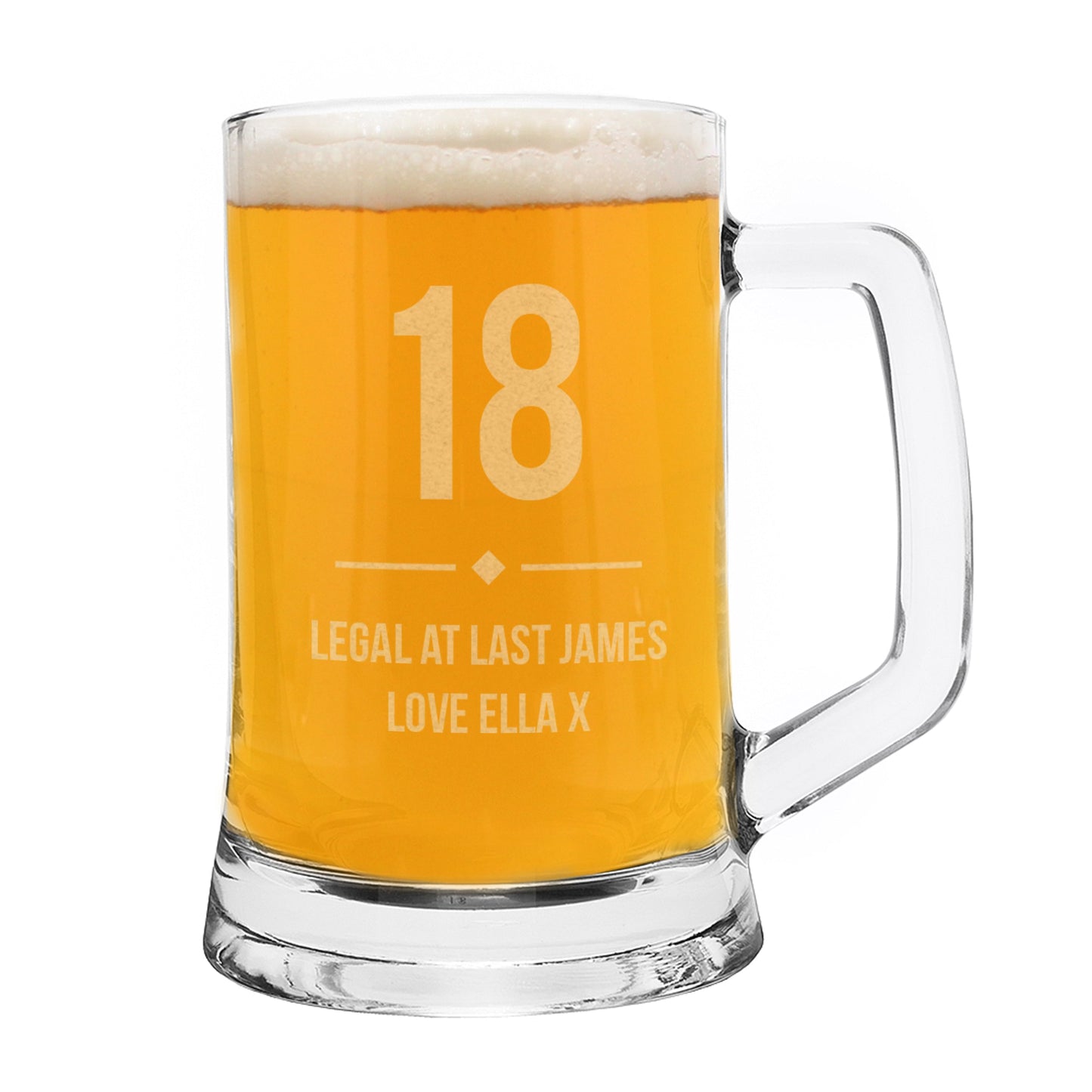 Personalised 18th Glass Pint Stern Tankard