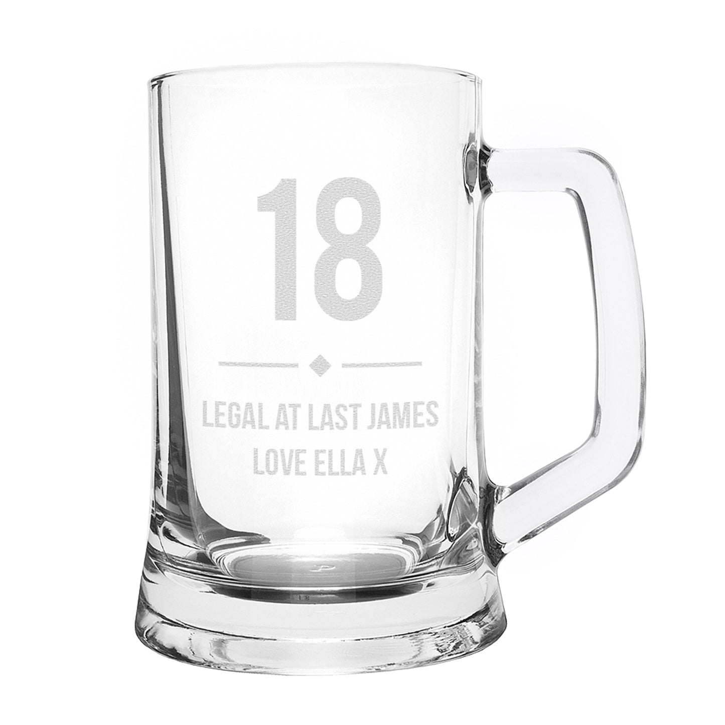 Personalised 18th Glass Pint Stern Tankard