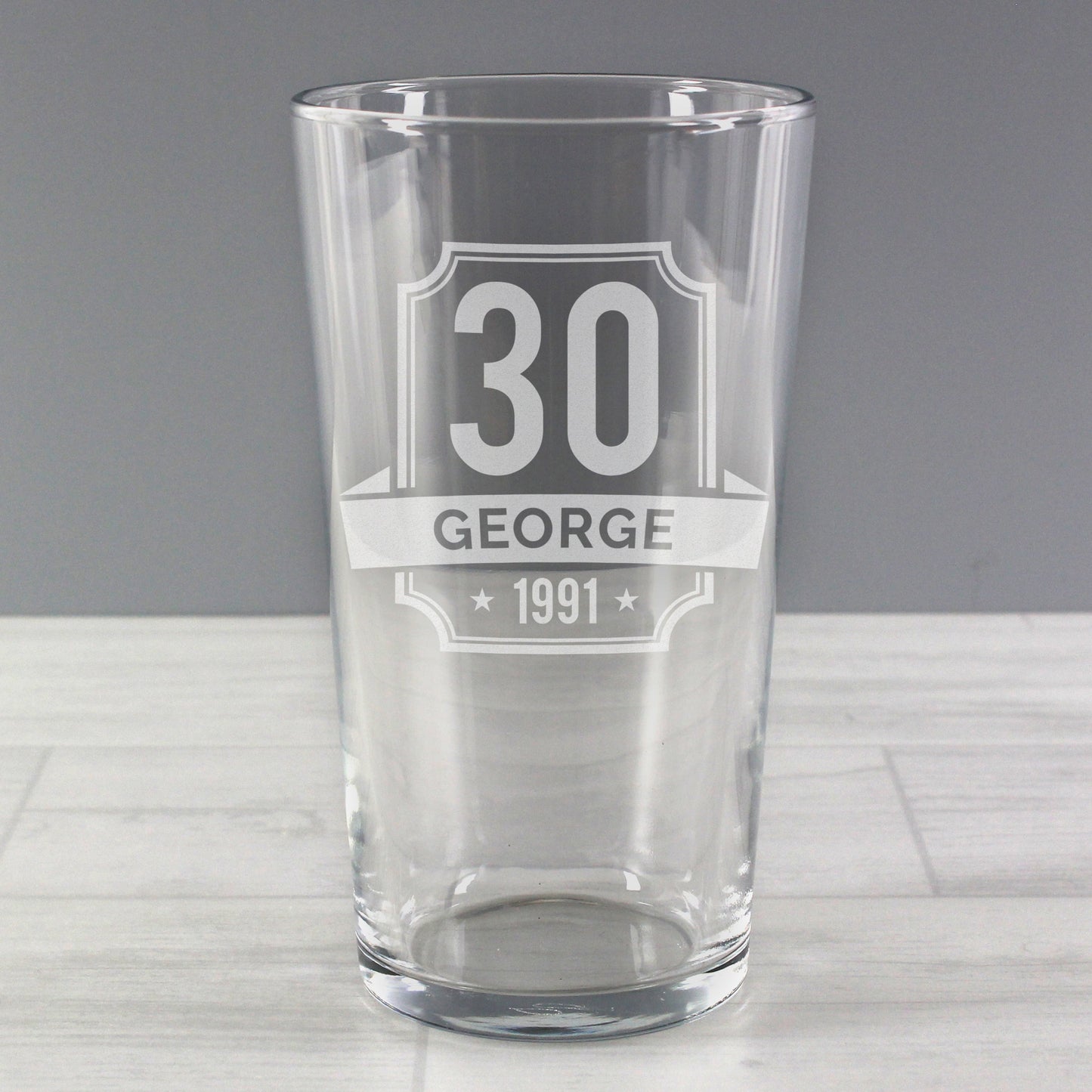 Personalised Name 30th Birthday Pint Glass
