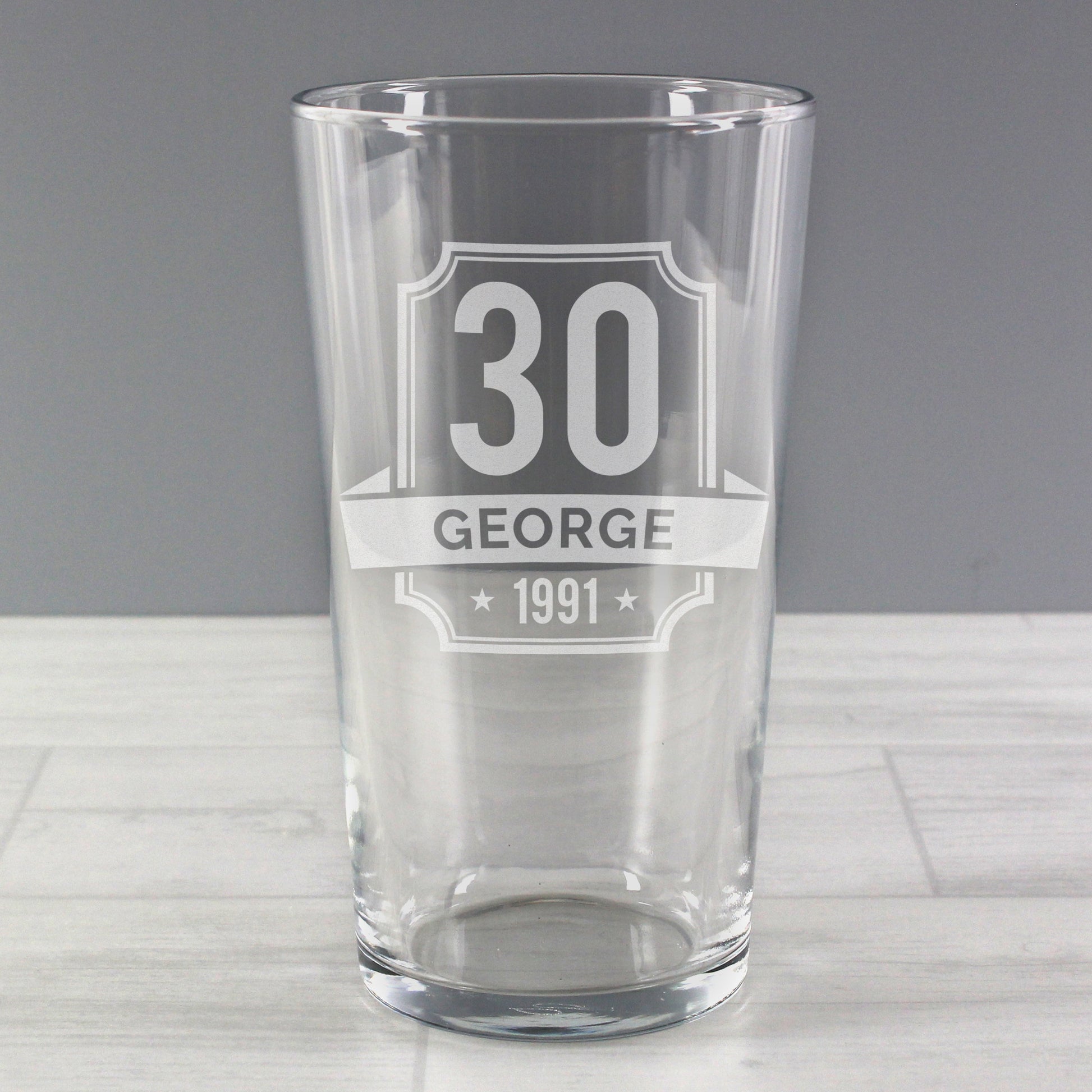 Personalised Name 30th  Birthday Pint Glass