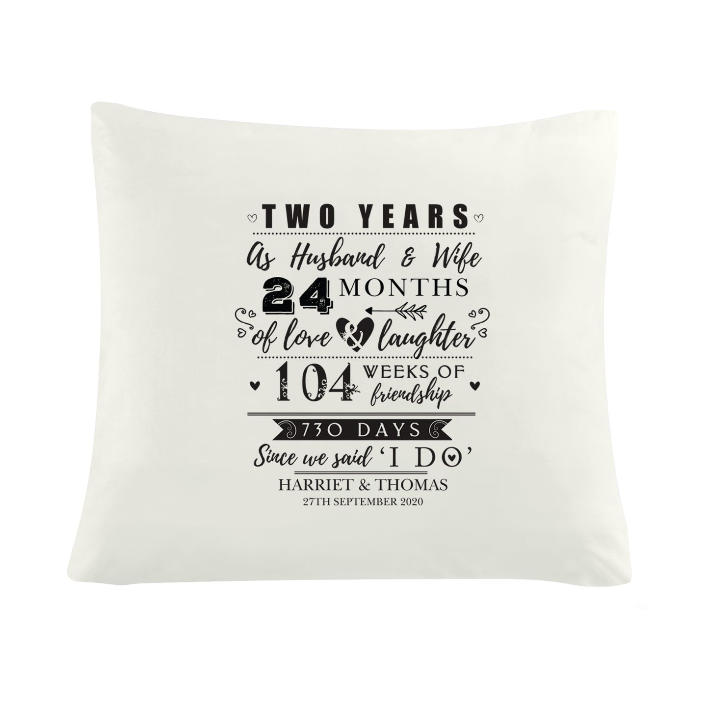 Cotton 2nd Anniversary Gift - Personalised Cushion