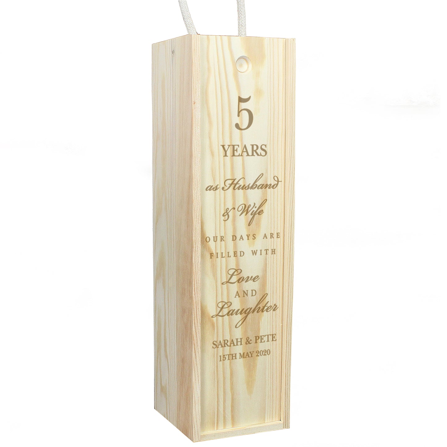 Anniversary Gift - Personalised Wooden Wine Bottle Box