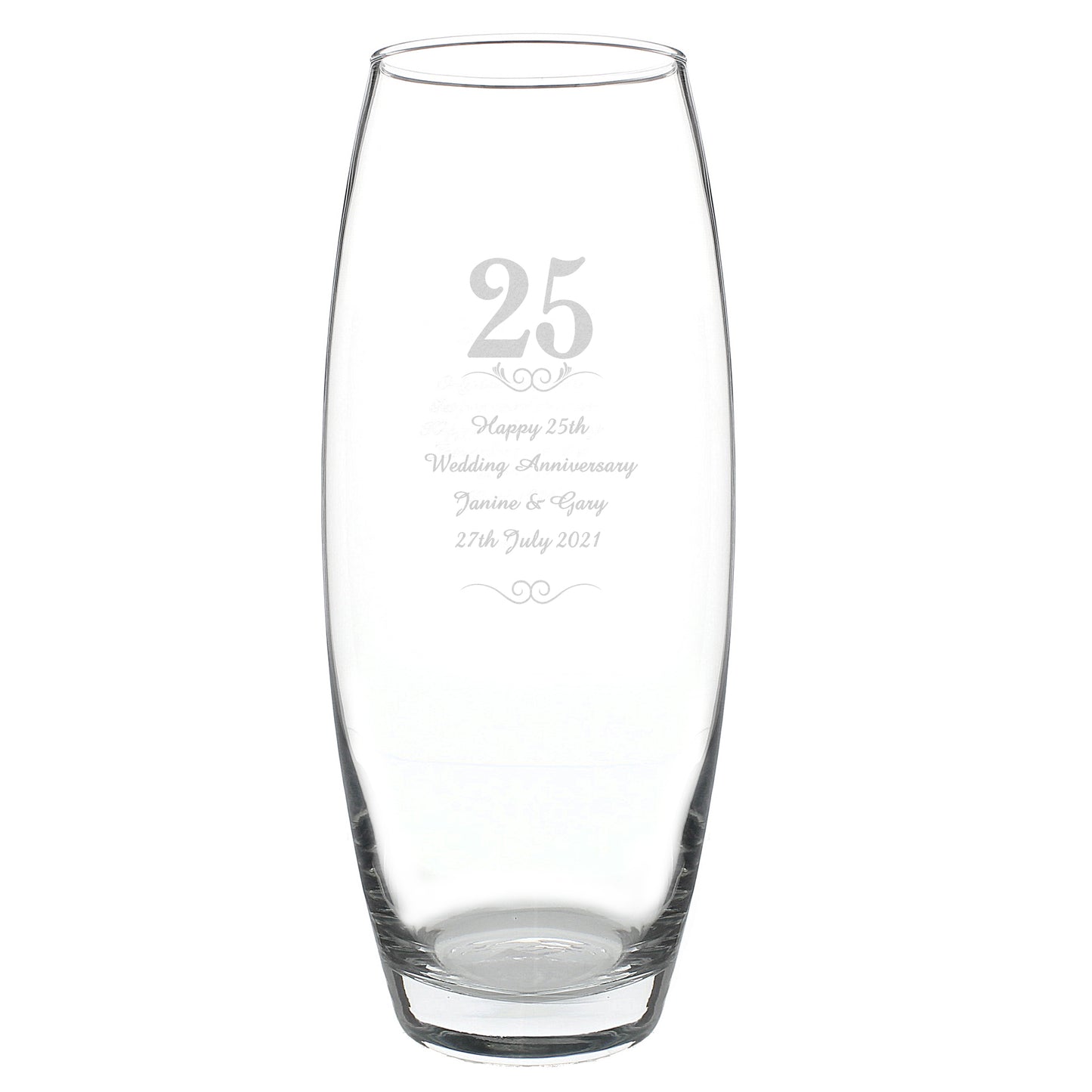 Silver 25th Anniversary Gift - Personalised 25 Years Bullet Vase